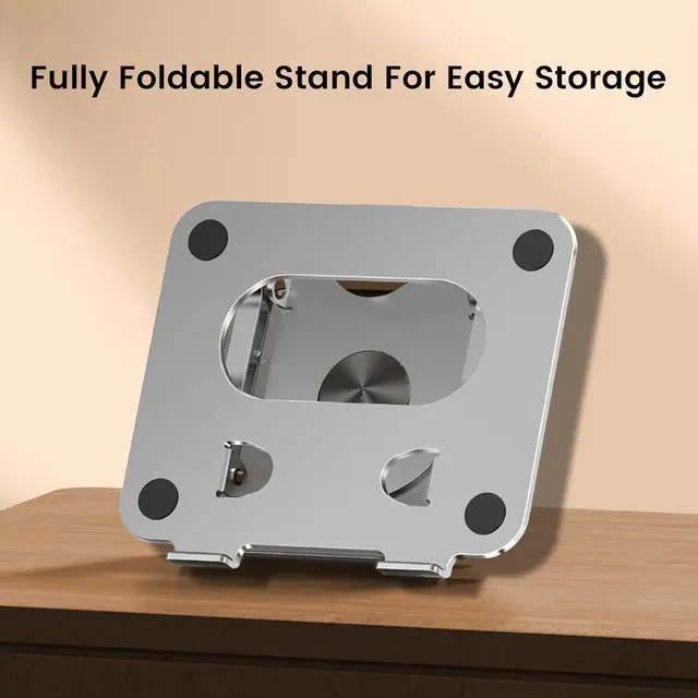 Alt view image 5 of 6 - Laptop Stand with Magnetic Phone Holder for Desk, Ergonomic Foldable Laptop Riser with 360° Rotating Base, Compatible with MacBook Pro, Fits 10-16 Inch Notebook