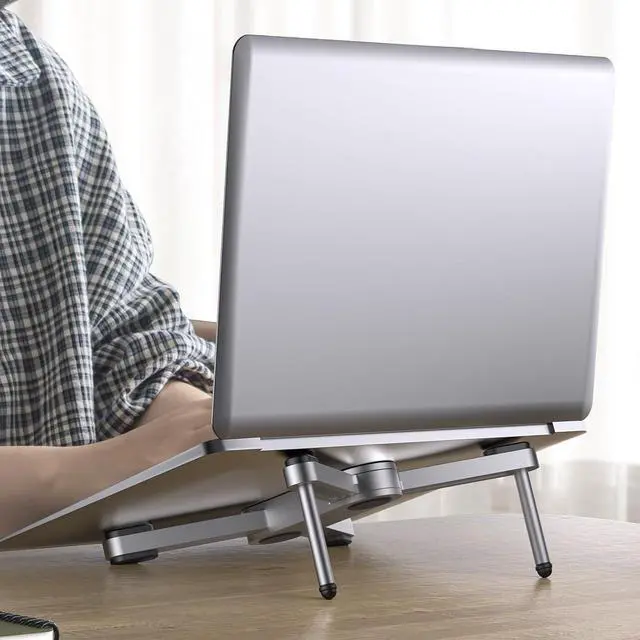 Alt view image 2 of 7 - X1 Laptop Stand for Desk - Ergonomic Aluminum Computer Riser for MacBook Pro/Air up to 15.6 inch - Foldable & Portable - Great Gift for Students, Office, Travel & Gaming - Silver