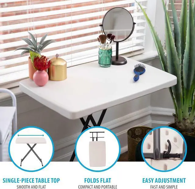 Alt view image 4 of 7 - Lifetime 28240 Adjustable Folding Laptop Table TV Tray, 30 Inch Almond