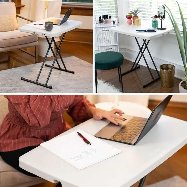 Alt view image 7 of 7 - Lifetime 28240 Adjustable Folding Laptop Table TV Tray, 30 Inch Almond