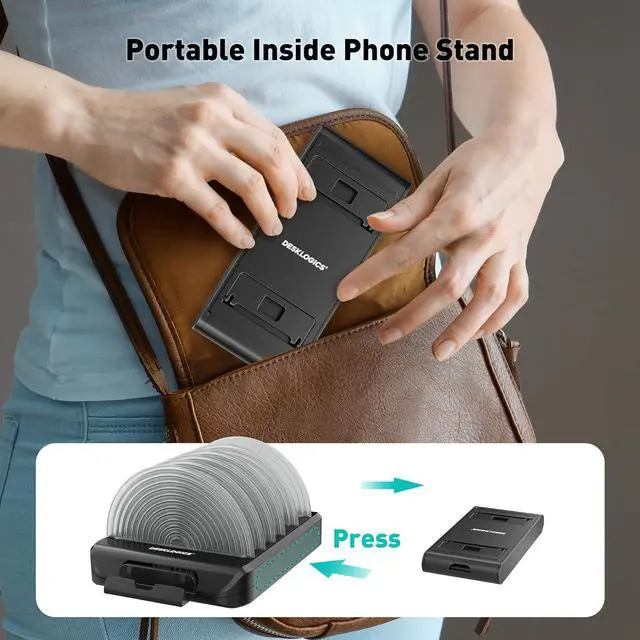 Alt view image 3 of 7 - Vertical Laptop Stand for Desk, Patented Laptop Organizer Stand Multiple Rack Holder w/ 6 Dividers, Portable Phone Stand, 360° Rotating Base, Compatible w/MacBooks iPhones iPads Tablets