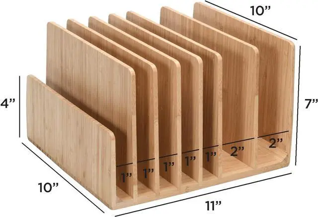 Alt view image 2 of 6 - MobileVision Bamboo Device Organizer for Smartphones, Tablets and Laptops, 7 Slots with Extra Wide Slots for Laptops