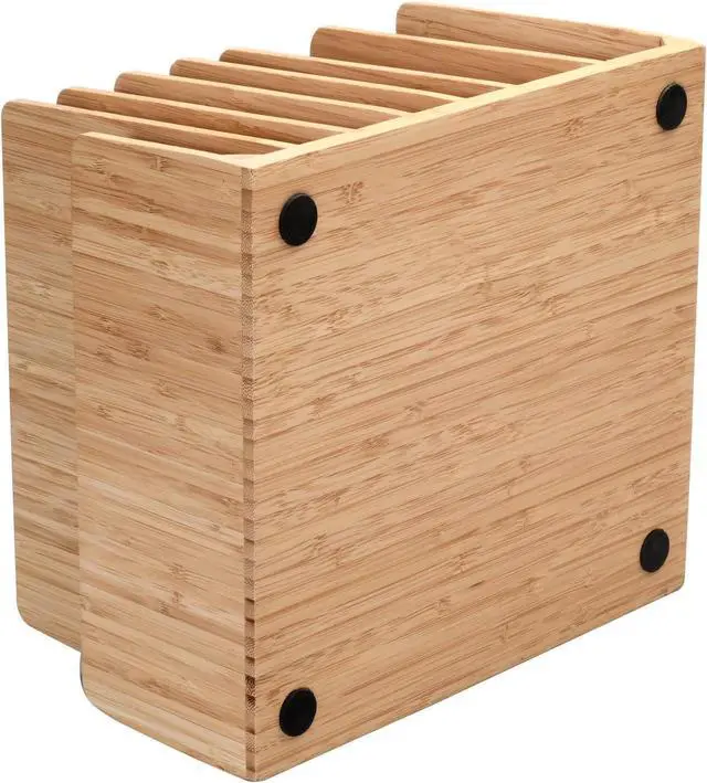 Alt view image 4 of 6 - MobileVision Bamboo Device Organizer for Smartphones, Tablets and Laptops, 7 Slots with Extra Wide Slots for Laptops