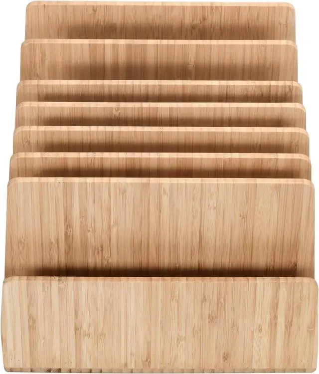 Alt view image 5 of 6 - MobileVision Bamboo Device Organizer for Smartphones, Tablets and Laptops, 7 Slots with Extra Wide Slots for Laptops