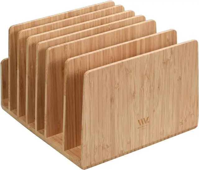 Alt view image 3 of 6 - MobileVision Bamboo Device Organizer for Smartphones, Tablets and Laptops, 7 Slots with Extra Wide Slots for Laptops