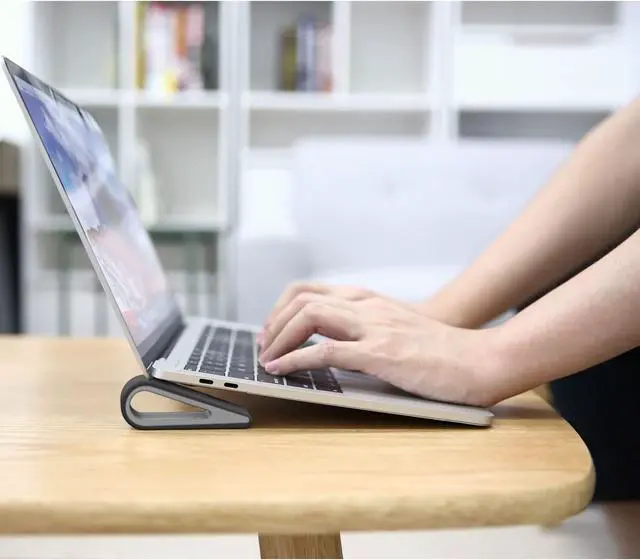 Alt view image 6 of 7 - MoKo Universal Laptop/Computer Keyboard Stands,[4 Pack]Anti-Slip Silicone Tilting Wedge Riser Stable Kickstand,Ultra Compact Ventilated Tablet Stand Portable Elevation Feet for Notebook Keyboard-Black