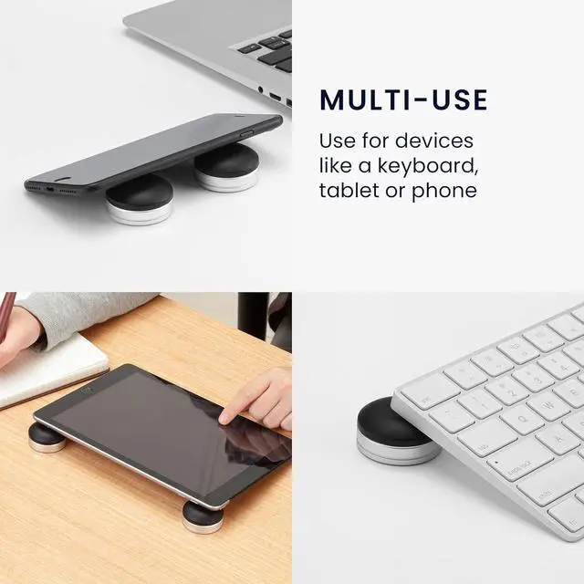 Alt view image 4 of 7 - kwmobile Laptop Riser Pads for Laptop/Notebook/Ultrabook Laptops - Under Laptop Feet Stand for Better Ventilation - Black/Silver
