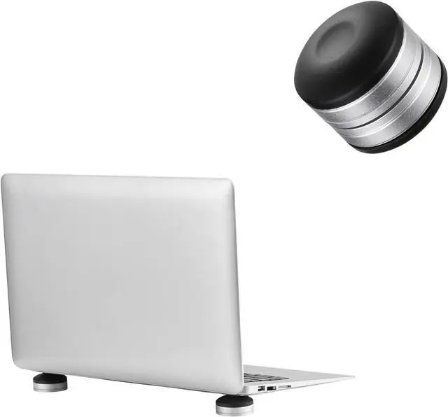 Alt view image 7 of 7 - kwmobile Laptop Riser Pads for Laptop/Notebook/Ultrabook Laptops - Under Laptop Feet Stand for Better Ventilation - Black/Silver