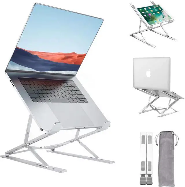 Main image of Laptop Stand, Adjustable Portable Laptop Holder,Aluminum Alloy Desktop Mount Compatible with 10-15.6 Inch MacBook PC-Notebook Tablet Thinkpad Space Gray (Light Silver)
