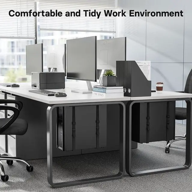 Alt view image 7 of 7 - 1home Economical CPU Holder Under-Desk PC Holder Desktop Computer Holder Computer Case Carrier Steel Adjustable Straps Computer Tower Mount Bracket