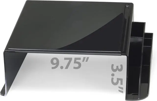 Alt view image 4 of 7 - Officemate Telephone Stand, Laptop Stand, Black Plastic Computer Riser, Laptops Elevator for Desk, 12.5 x 10 .125 x 5.25 Inches, Black (21522)