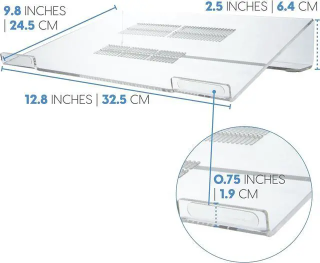 Alt view image 6 of 6 - DuraClear Acrylic Laptop Stand for Desk - Ergonomic 2.5" Elevation Acrylic Computer Riser - Laptop Stand Acrylic Accessory for up to 21" Laptops