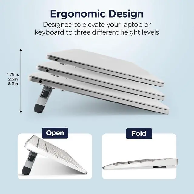 Alt view image 4 of 6 - ProRiser by PostureUp  Self-Adhesive Non-Scratch Aluminum Laptop & Keyboard Stand for Desk, 1.75 & 3in Elevation, Adjustable Computer Stand, Laptop Riser  for Up to 20in Laptops and Keyboards