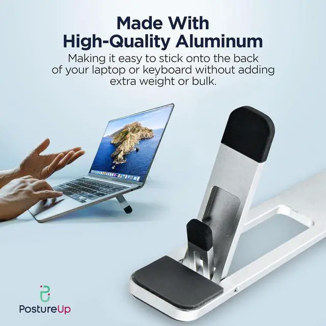 Alt view image 6 of 6 - ProRiser by PostureUp  Self-Adhesive Non-Scratch Aluminum Laptop & Keyboard Stand for Desk, 1.75 & 3in Elevation, Adjustable Computer Stand, Laptop Riser  for Up to 20in Laptops and Keyboards