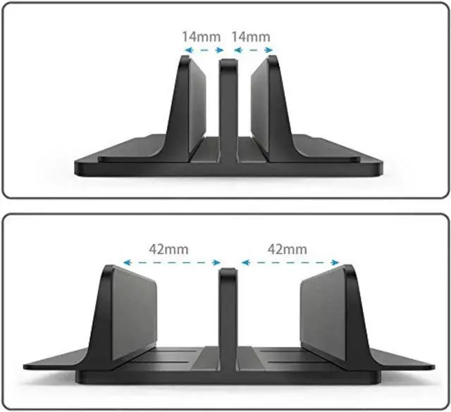 Alt view image 4 of 7 - Universal Laptop Vertical Stand, Dual Desktop Stand Adjustable Notebook Stand (up to 17.3 inches) for Samsung/HP/Dell/Chrome Book laptops (Black)