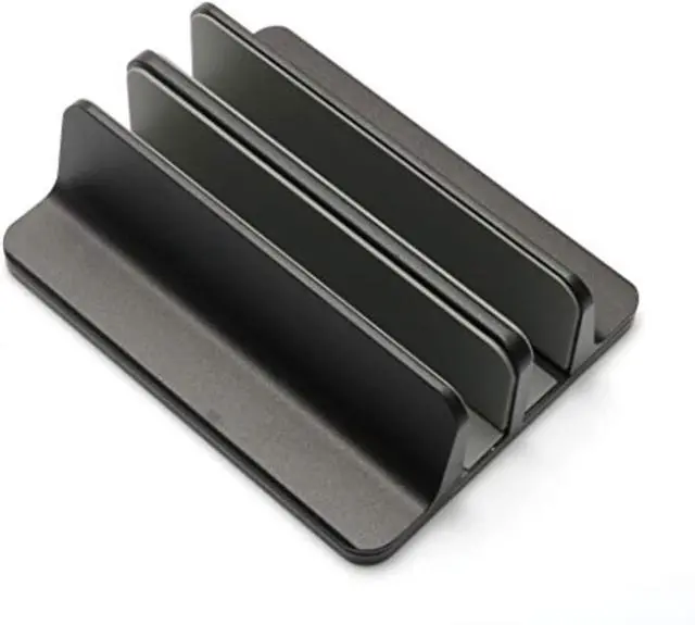 Alt view image 6 of 7 - Universal Laptop Vertical Stand, Dual Desktop Stand Adjustable Notebook Stand (up to 17.3 inches) for Samsung/HP/Dell/Chrome Book laptops (Black)