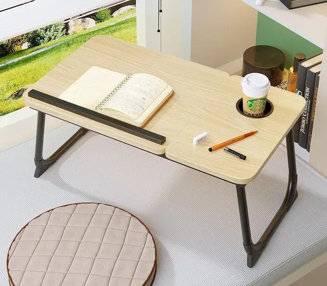 Alt view image 5 of 7 - Laptop Desk for Bed,Asltoy Laptop Bed Tray Table,Foldable Lap Desk Stand Notebook Desk Adjustable Laptop Table for Bed Portable Notebook Bed Tray Lap Tablet with Cup Holder