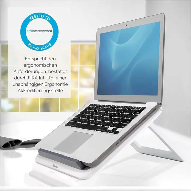 Alt view image 3 of 7 - FOMSAF Fellowes I-Spire Series Laptop Stand for Desk Adjustable Height Portable Laptop Riser for The Home and Office - Max Monitor Size 17", Max Weight 4KG - White