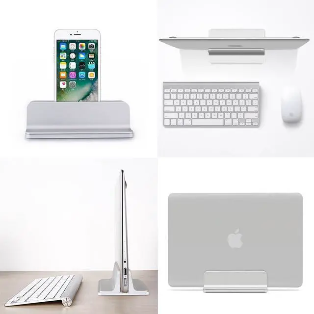 Alt view image 2 of 7 - ORANGEHOME Vertical Laptop Stand, Laptops Cradle Holder, Laptop Standing Desk Dock with Adjustable Size, Laptop Computer Accessories Holder for MacBook Pro/Air Dell Hp Surface iPad-Silver