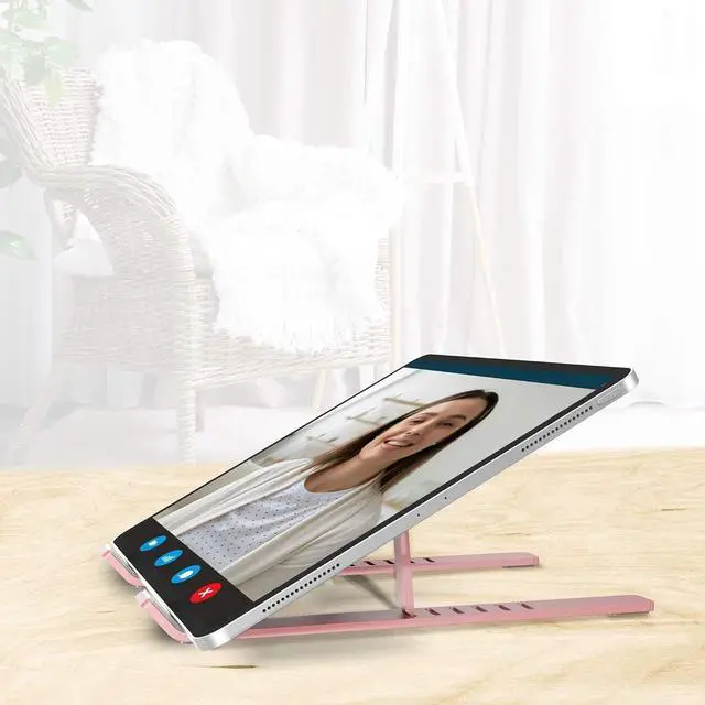 Alt view image 4 of 7 - Aduro U-Rise Steel Ergonomic Laptop Stand Adjustable Height Aluminum Monitor Stand Riser Compatible with 10-15.6" Laptop Rose Gold
