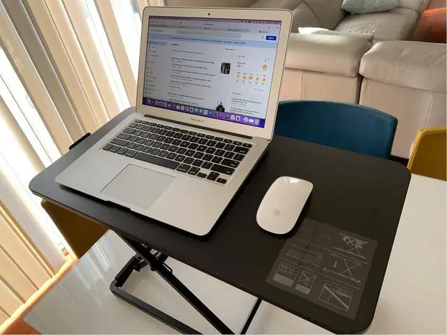 Alt view image 5 of 6 - Mount Plus KBT10 Ultra Slim 24" Laptop, Keyboard and Mouse Stand | Sit Stand Adjustable Riser for Standing Desks | Lifts Up to 15.6 inches in Height | 5 Height Levels Riser