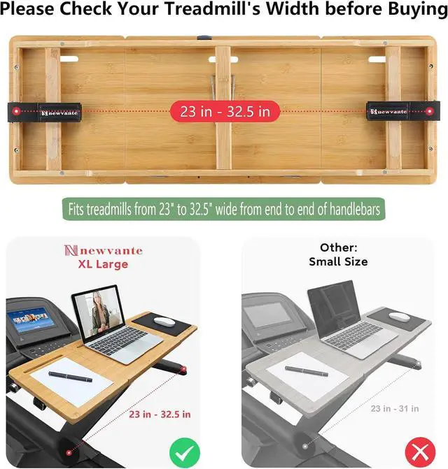 Alt view image 3 of 7 - Nnewvante Treadmill Desk Attachment Bamboo Walking Laptop Stand Holder Workstation Adjustable Desktop Laptop Tray for Treadmill