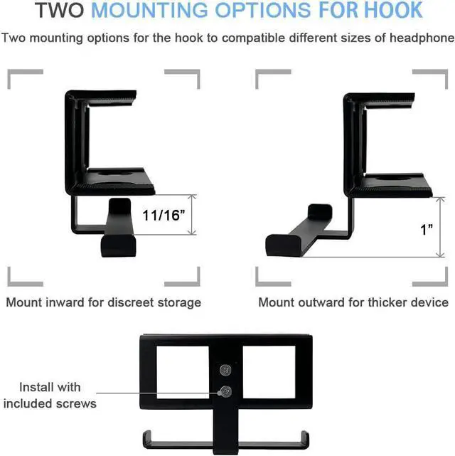 Alt view image 7 of 7 - IFCASE Under Desk Laptop Mount & Headphone Holder with Adhesive & Screw, Hard Aluminum Under Table Desk Holder for Laptop, Mac Mini, MacBook Pro (Black)