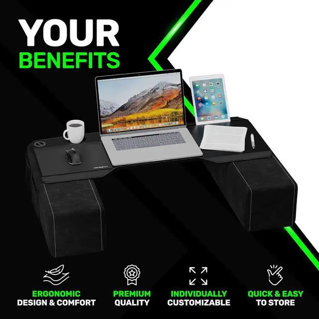 Alt view image 3 of 7 - Couchmaster CYBOSS - Extra Wide Laptop Stand for Couch and Bed, Ergonomic Design with Cushions, Lap Desk Supports Notebooks up to 18 Inches  You are The Big Boss! The CYBOSS!