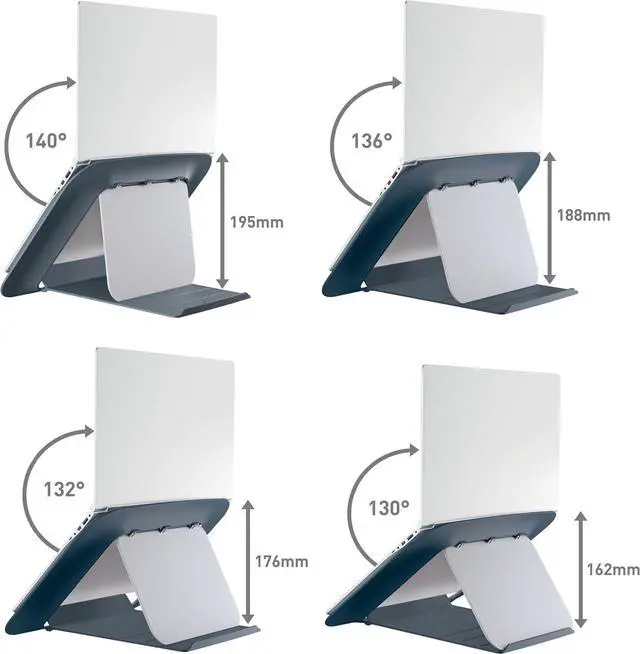 Alt view image 5 of 6 - Leitz Adjustable Laptop Stand, Desktop/Tabletop Riser Stand, Compact Laptop Holder with 4 Heights, Ergo Cosy Range, Velvet Grey, 64260089