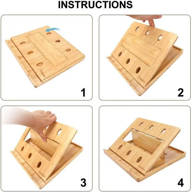 Alt view image 5 of 7 - iCozzier Bamboo Foldable Laptop Stand Holder Adjustable Notebook Tablet Desk Bed Heat Dissipation Mount for MacBook,Netbook,Ultrabook