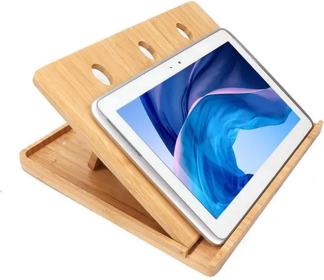 Alt view image 4 of 7 - iCozzier Bamboo Foldable Laptop Stand Holder Adjustable Notebook Tablet Desk Bed Heat Dissipation Mount for MacBook,Netbook,Ultrabook