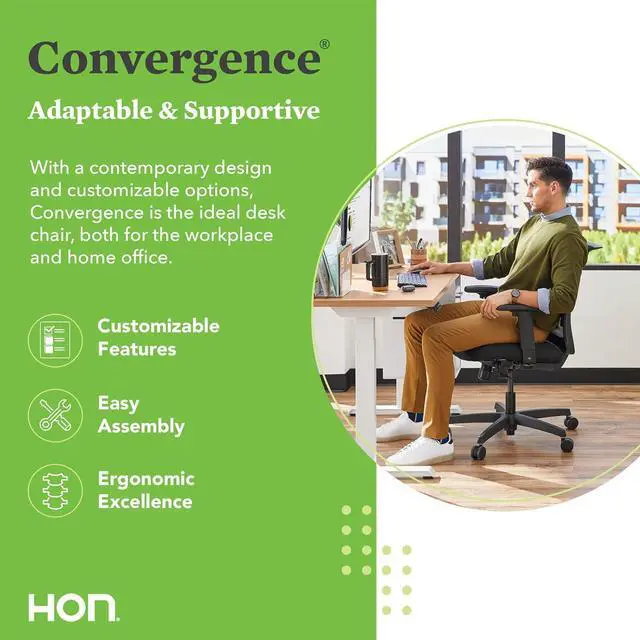 Alt view image 3 of 6 - HON HONCMY1AUR10 Convergence Task Chair, Black, UR10