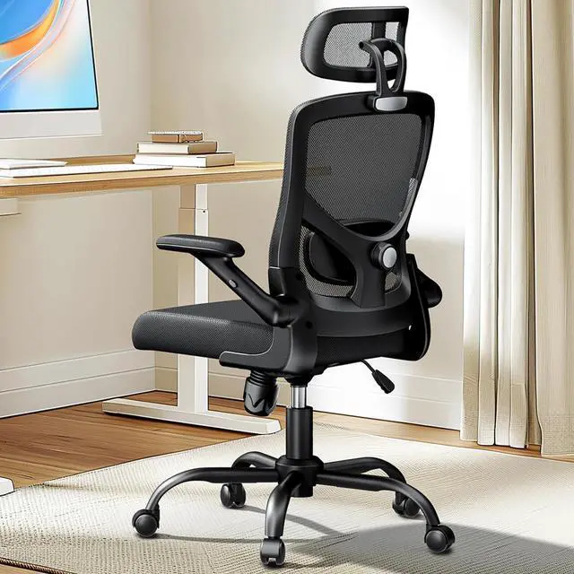 Main image of Marsail Ergonomic Mesh Office Chair High Back Desk Chair Adjustable Lumbar Support with Headrest Flip-Up Liftable Arms Swivel Computer Task Chair for Big and Tall People