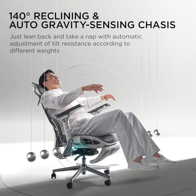 Alt view image 7 of 7 - Hbada E3 Pro Ergonomic Office Chair, Big and Tall Office Chair - with 3-Zone Dynamic Lumbar Support, 4D Adjustable Headrest, 6D Adjustable Armrests, Swivel, Grey