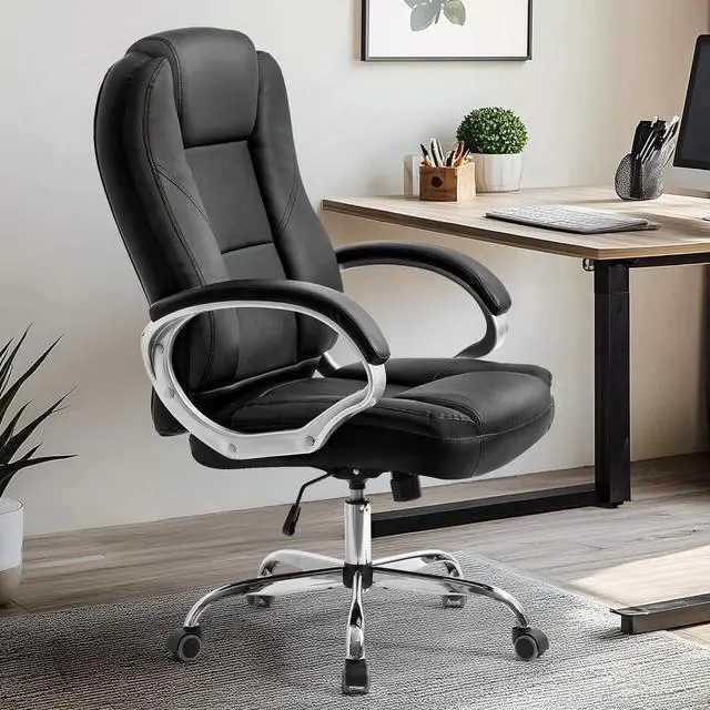 Alt view image 2 of 7 - NEO CHAIR Office Chair Computer Desk Chair Gaming - Ergonomic High Back Cushion Lumbar Support with Wheels Comfortable Jet Black Leather Racing Seat Adjustable Swivel Rolling Home Executive