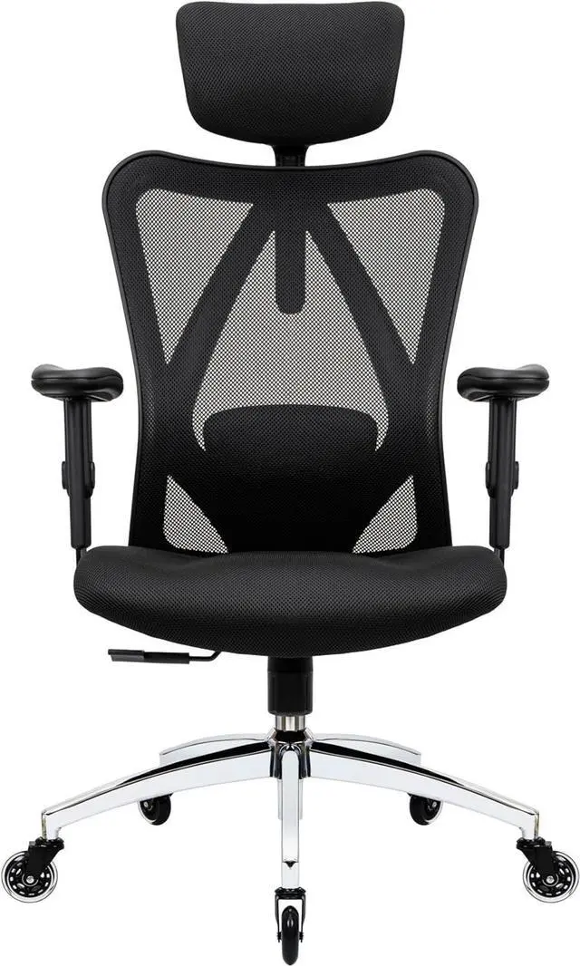 Main image of Duramont Ergonomic Office Chair - Adjustable Desk Chair with Lumbar Support and Rollerblade Wheels - High Back Chairs with Breathable Mesh - Thick Seat Cushion, Head, and Arm Rests - Reclines