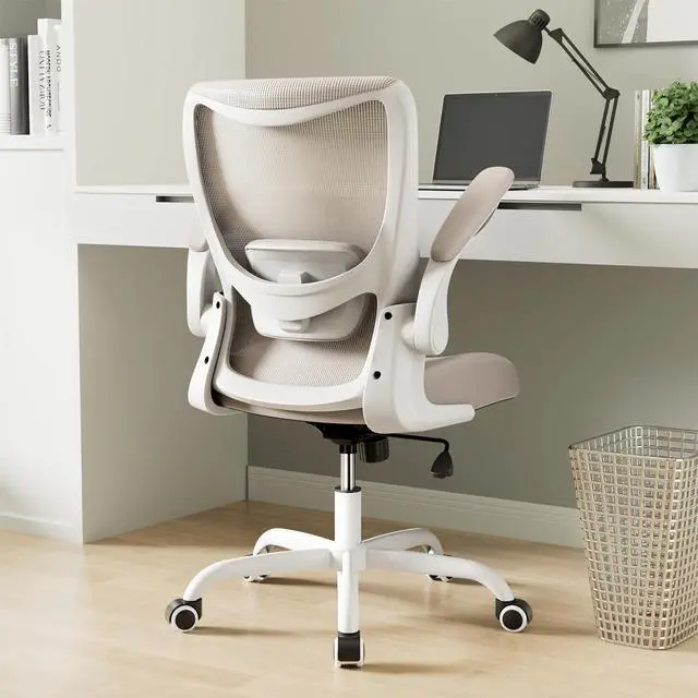 Main image of Office Chair, Ergonomic Desk Chair with Adjustable Lumbar Support and Flip up Armrest, Breathable Mesh Computer Chair for Home Office, Khaki