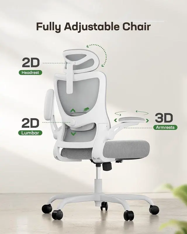 Alt view image 3 of 7 - Marsail Ergonomic Office Chair: Office Computer Desk Chair with High Back Mesh and Adjustable Lumbar Support Rolling Work Swivel Task Chairs with Wheel 3D Armrests and Headrest