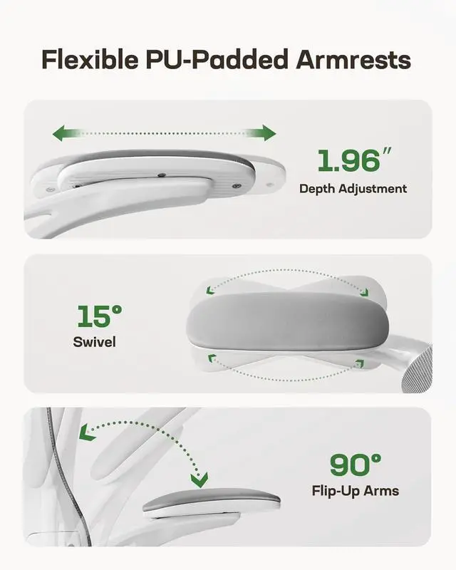 Alt view image 7 of 7 - Marsail Ergonomic Office Chair: Office Computer Desk Chair with High Back Mesh and Adjustable Lumbar Support Rolling Work Swivel Task Chairs with Wheel 3D Armrests and Headrest