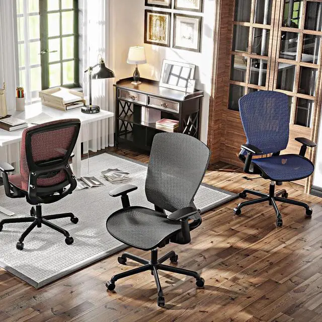 Alt view image 2 of 7 - Mesh Office Chair,Ergonomic Computer Desk Chair,Sturdy Task Chair- Adjustable Lumbar Support & Armrests,Tilt Function,Comfort Wide Seat,Swivel Home Office Chair (Grey)