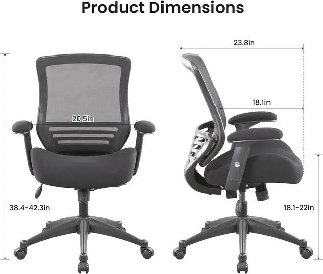 Alt view image 3 of 7 - BOLISS 400lbs Mesh Ergonomic Super Soft Wide Cushion Office Computer Desk Chair Adjustable Arms(Black)