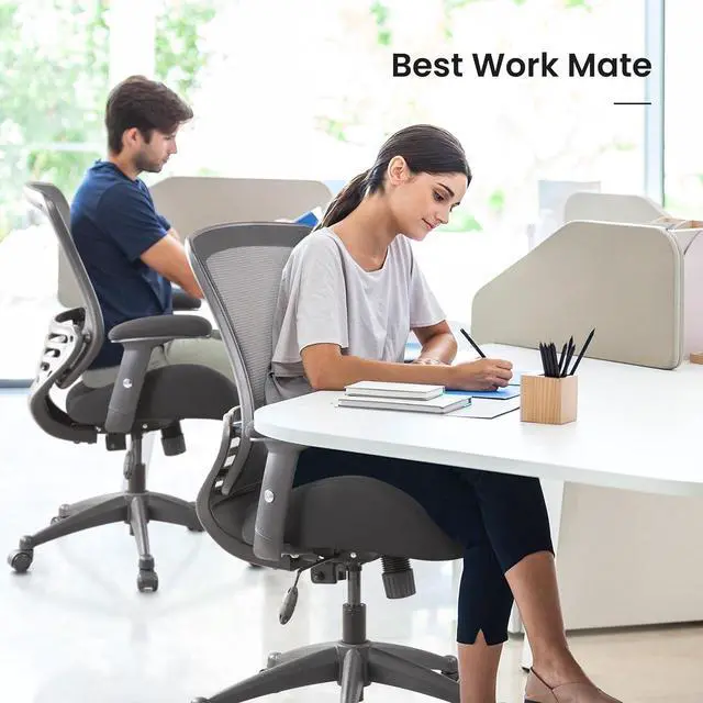 Alt view image 7 of 7 - BOLISS 400lbs Mesh Ergonomic Super Soft Wide Cushion Office Computer Desk Chair Adjustable Arms(Black)