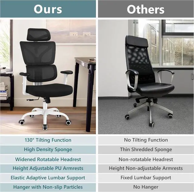 Alt view image 6 of 7 - Office Chair Ergonomic Desk Chair, High Back Gaming Chair, Big and Tall Reclining chair Comfy Home Office Desk Chair Lumbar Support Breathable Mesh Computer Chair Adjustable Armrests(W-Orange)