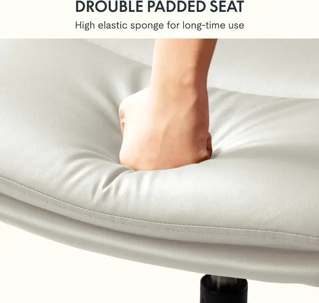 Alt view image 5 of 7 - FLEXISPOT Cross Legged Office Chair Armless Desk Chairs Comfy Wide Seat Criss Cross Chair with Wheels Vanity Chair for Living Room Bedroom Study Room(White Light Beige)