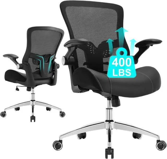 Main image of Big and Tall Office Chair, 400lbs Ergonomic Desk Chair with Wide 3D Modeling Foam Seat Cushion Mesh Computer Chair with Lumbar Support, Heavy Duty Executive Task Chair for Home Office, Black