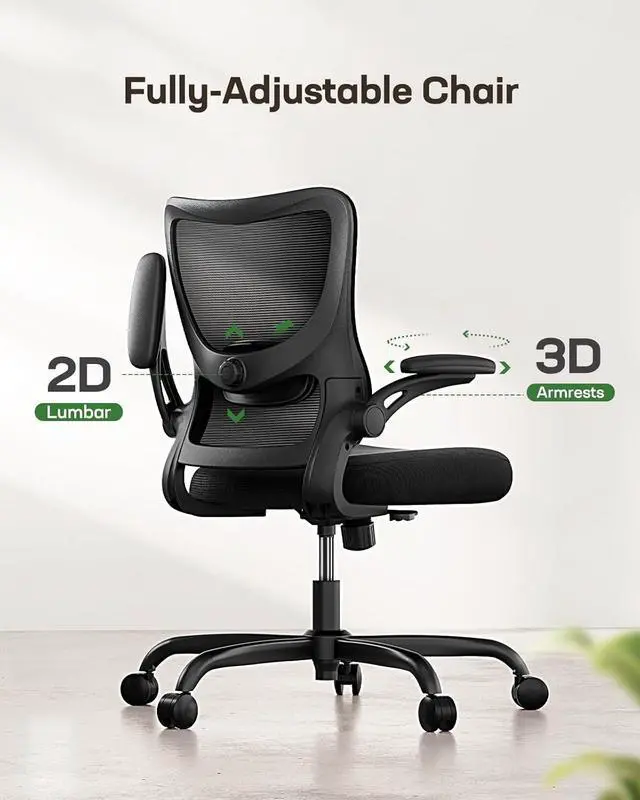 Alt view image 5 of 7 - Marsail Office Chair Ergonomic Desk Chair with 3 Ways PU Armrests and Adjustable Lumbar Support Breathable Mesh Computer Chair Executive Rolling Swivel Comfy Task Chair for Home Office Gaming