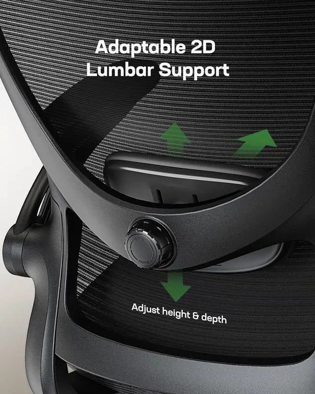 Alt view image 4 of 7 - Marsail Office Chair Ergonomic Desk Chair with 3 Ways PU Armrests and Adjustable Lumbar Support Breathable Mesh Computer Chair Executive Rolling Swivel Comfy Task Chair for Home Office Gaming
