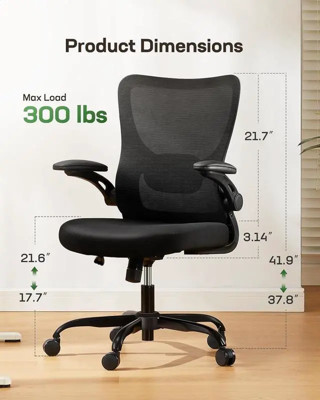 Alt view image 2 of 7 - Marsail Office Chair Ergonomic Desk Chair with 3 Ways PU Armrests and Adjustable Lumbar Support Breathable Mesh Computer Chair Executive Rolling Swivel Comfy Task Chair for Home Office Gaming