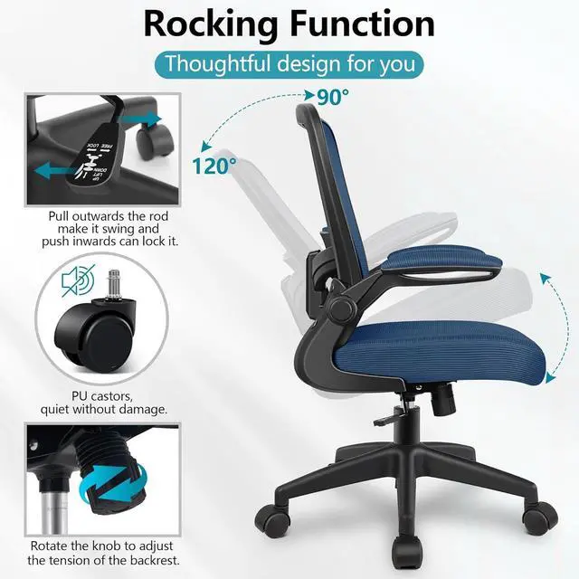 Alt view image 7 of 7 - FelixKing Office Chair, Ergonomic Desk Chair Breathable Mesh Chair with Adjustable High Back Lumbar Support Flip-up Armrests, Executive Rolling Swivel Comfy Task Computer Chair for Home Office