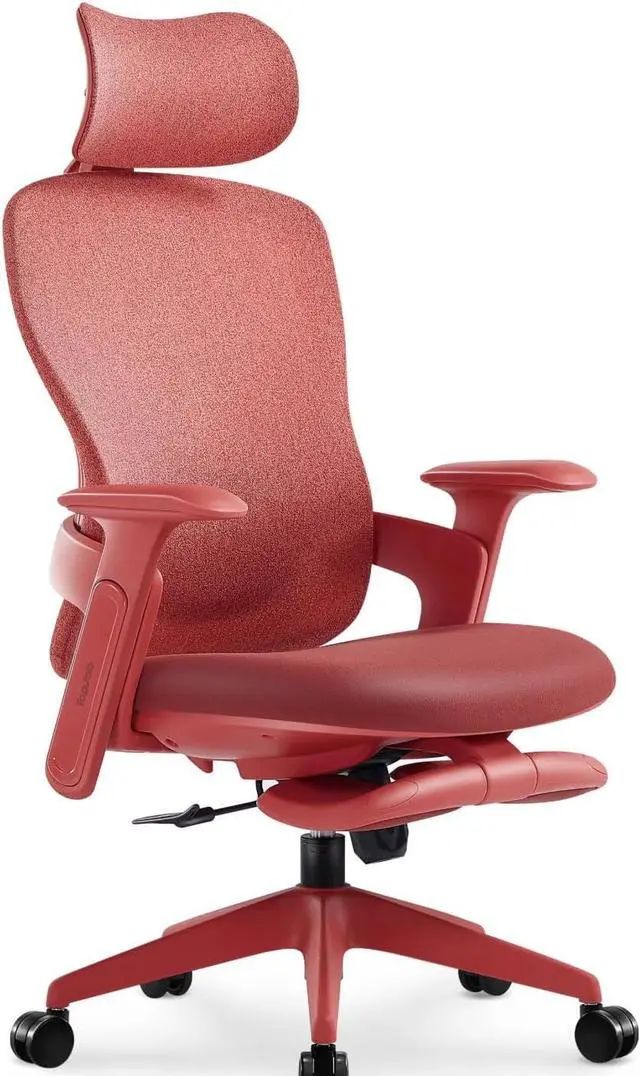 Main image of Fashionable Office Chair, Aura Ergonomic High Back Home Desk Chair with Headrest and Footrest, Ergonomic High-Back Mesh Rolling Work Swivel Chairs with Wheels Adjustable Lumbar Support (Red)
